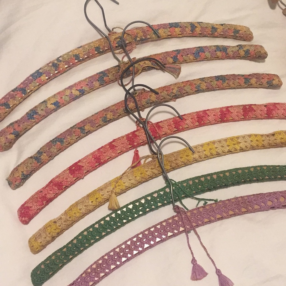 7 vintage wooden hangers